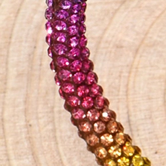 Hoop Earrings & Bracelet Set Pave Crystals Rainbow Iridescent - Picture 8 of 15